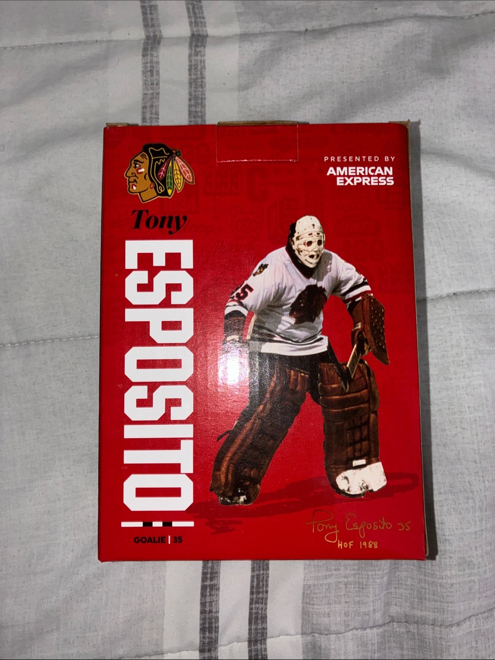 Tony Esposito Chicago Blackhawks Red Hockey Goalie bobble head